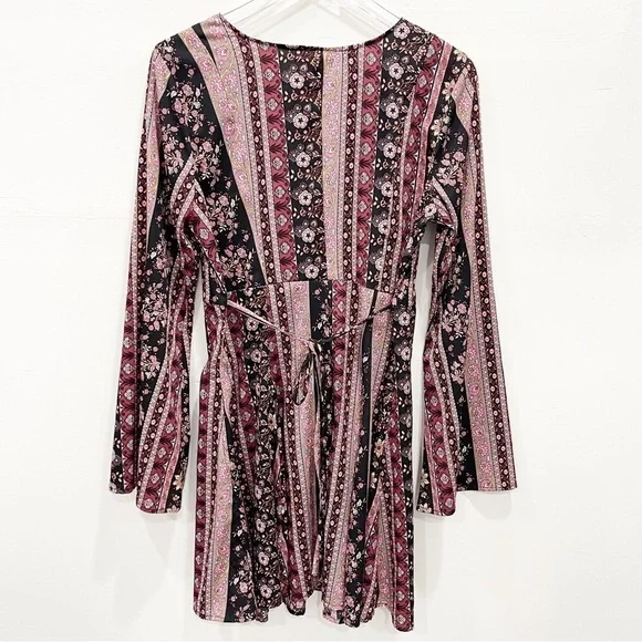 American Rag Belted Floral Button Front Fit & Flare Dress Bell Sleeve Large - Picture 2 of 8